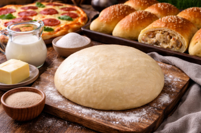 Тесто-выручалка для всего: чудесные пирожки, ватрушки и пицца &mdash; на сливочном масле и без трансжиров. Выпечка получается как из пекарни