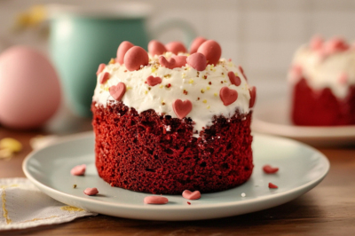 Никаких скучных куличей: этот алый красавец с белоснежной шапкой покорит всех. Угощение в стиле &laquo;Красный бархат&raquo;
