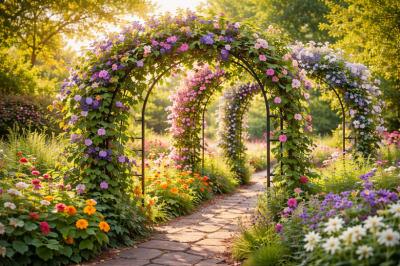 Купила 3 опоры и создала райские арки &laquo;как из журнала&raquo;: 6 цветков, которые подойдут для этого &mdash; неприхотливые вьющиеся красавчики